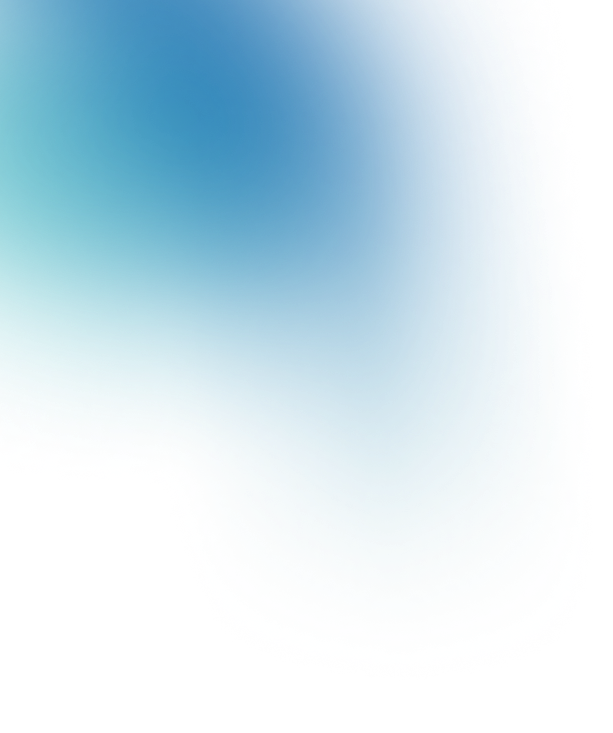 Blue gradient background with a soft corner glow in the bottom left.