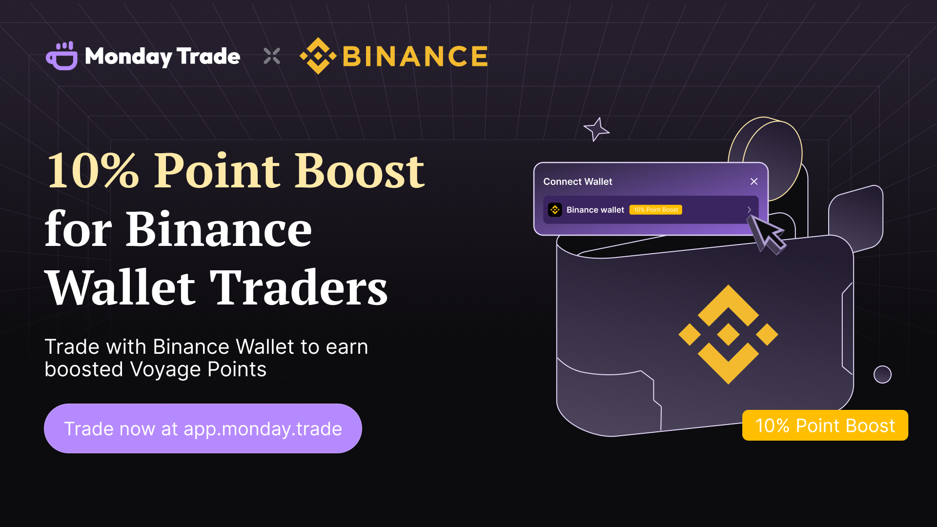 Earn 10% Point Booster with Binance Wallet on Monday Trade!