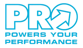 Logo with the word PR followed by an arrow pointing up and to the right, and the phrase 'Powers Your Performance' underneath.