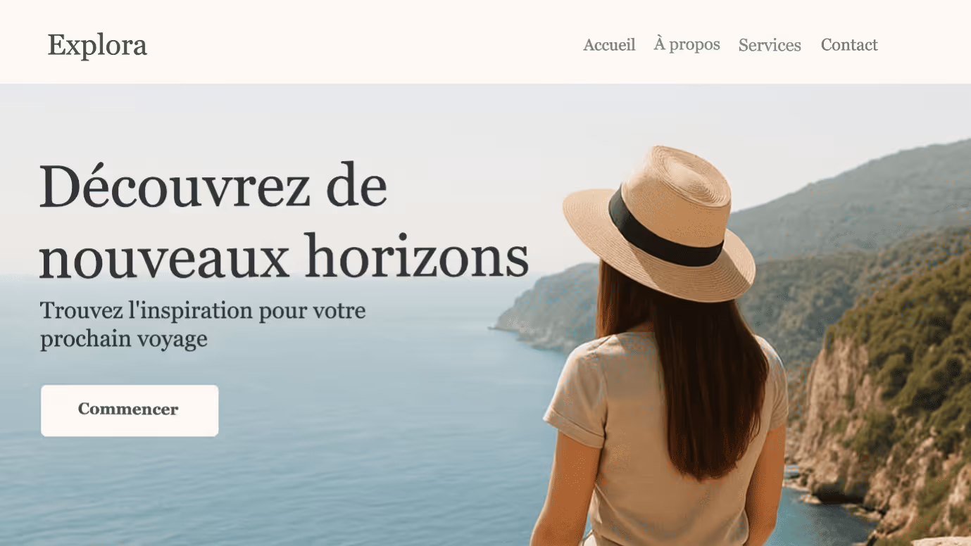 Cette image représente une première page de site internet concernant la réservation de voyages en ligne.