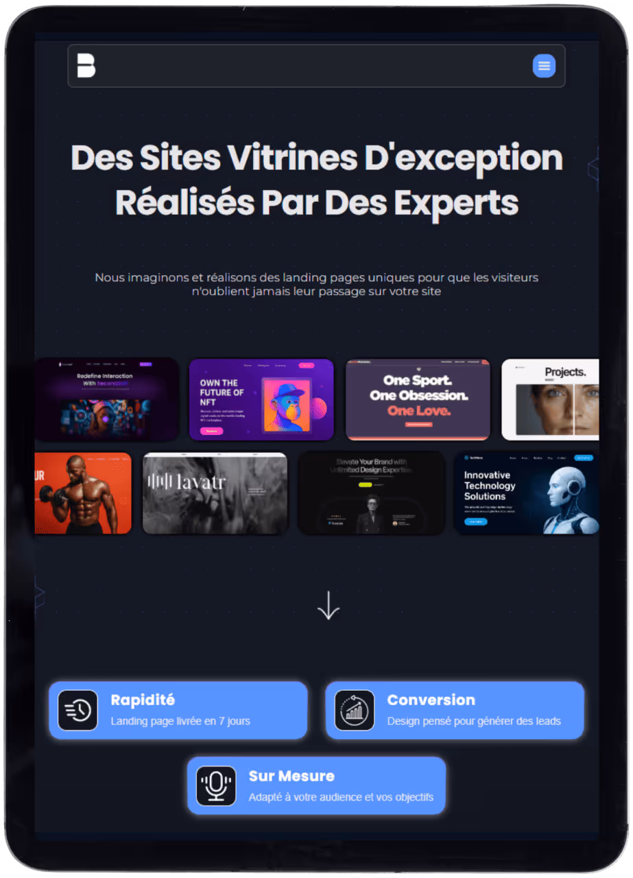 Photo d'un ipad avec fond d'écran du site Studio Balan pour illustrer l'adaptation du développement sur tous les supports.