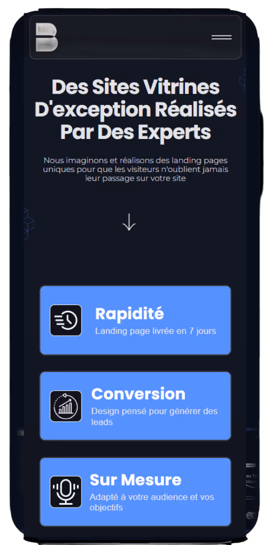 Photo d'un iphone avec fond d'écran du site Studio Balan pour illustrer l'adaptation du développement sur tous les supports.