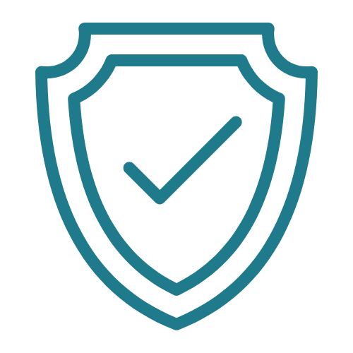 Shield icon with a checkmark symbolizing protection or security.