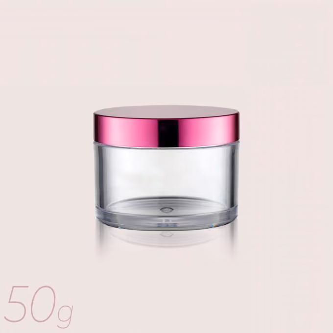 Glaskrukke i ABS, PE, PMMA og PP, pink, 50g
