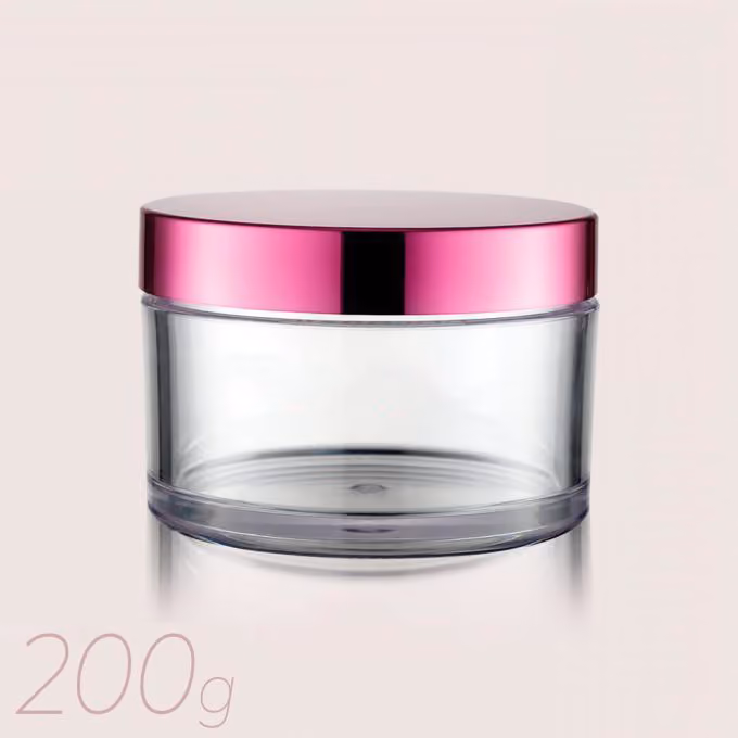 Glaskrukke i ABS, PE, PMMA og PP, pink, 200g