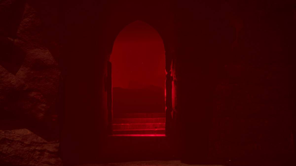 Screenshot vom Projekt Lava Level, Eingang einer Höhle