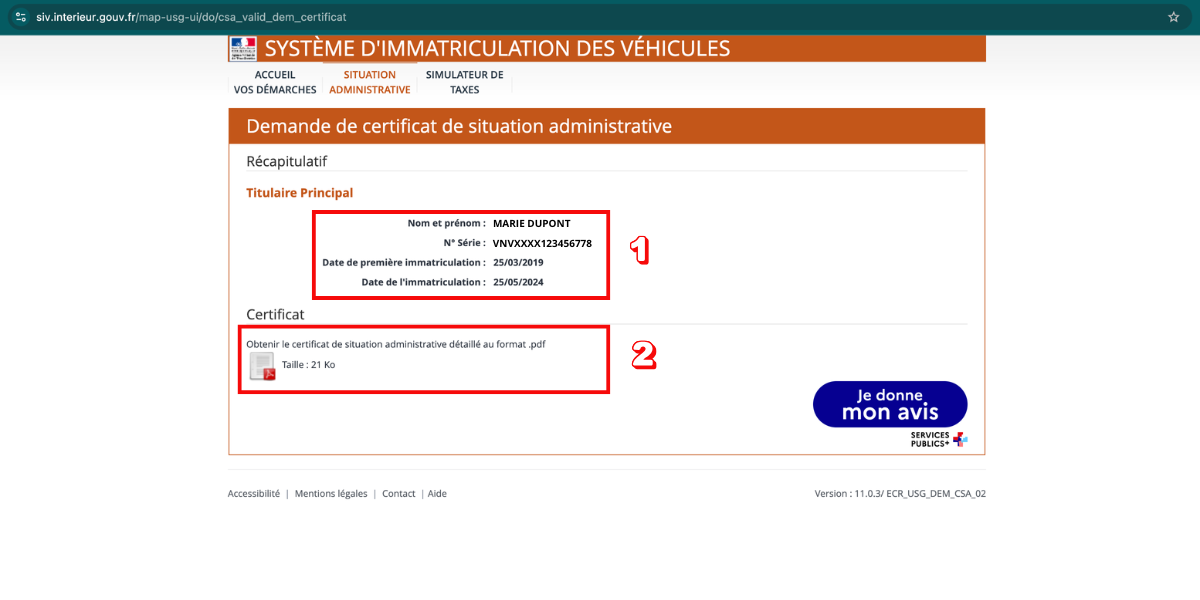présentation numérotée de la procédure d’obtention du certificat de situation administrative