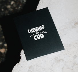 Am image of an A5 flyer for a brand identity project for Chewing the Cud by The Latest