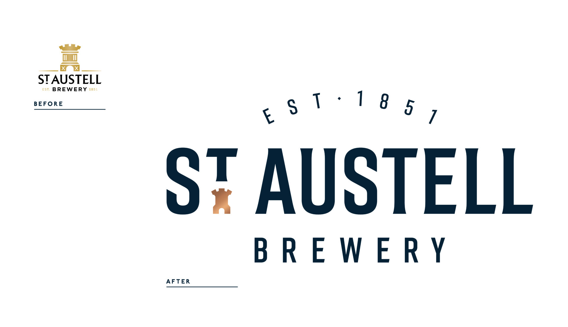 Logo of St Austell Brewery featuring a stylized design with the brewery's name prominently displayed