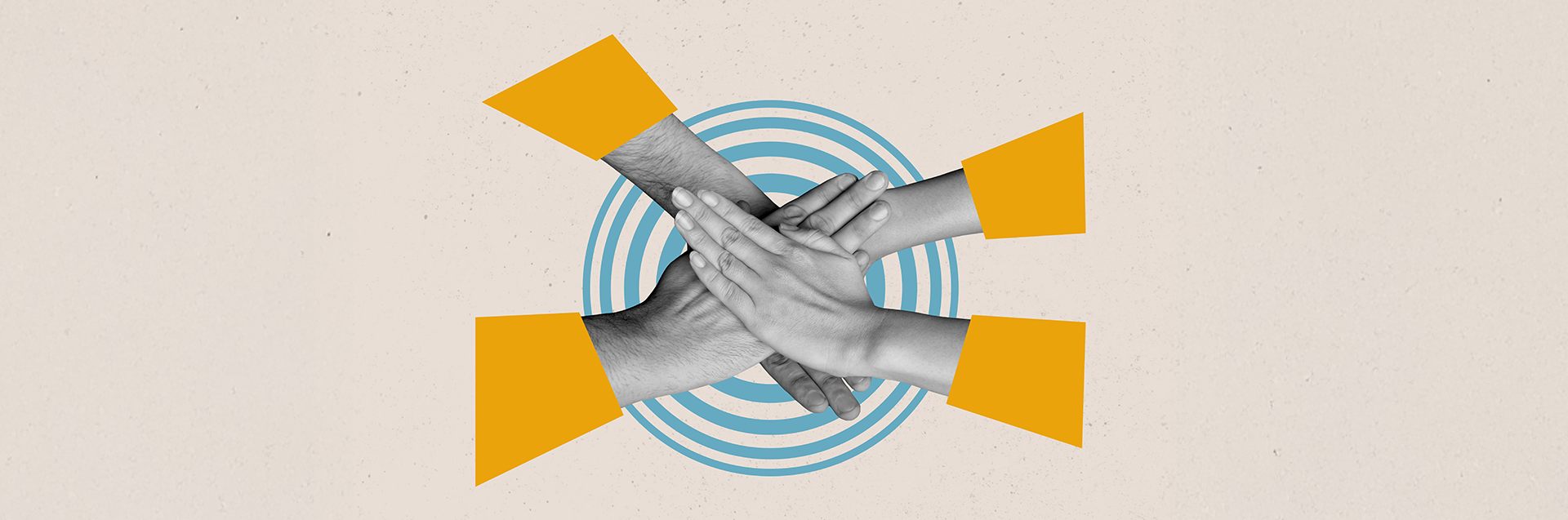 hands collective holding each other.