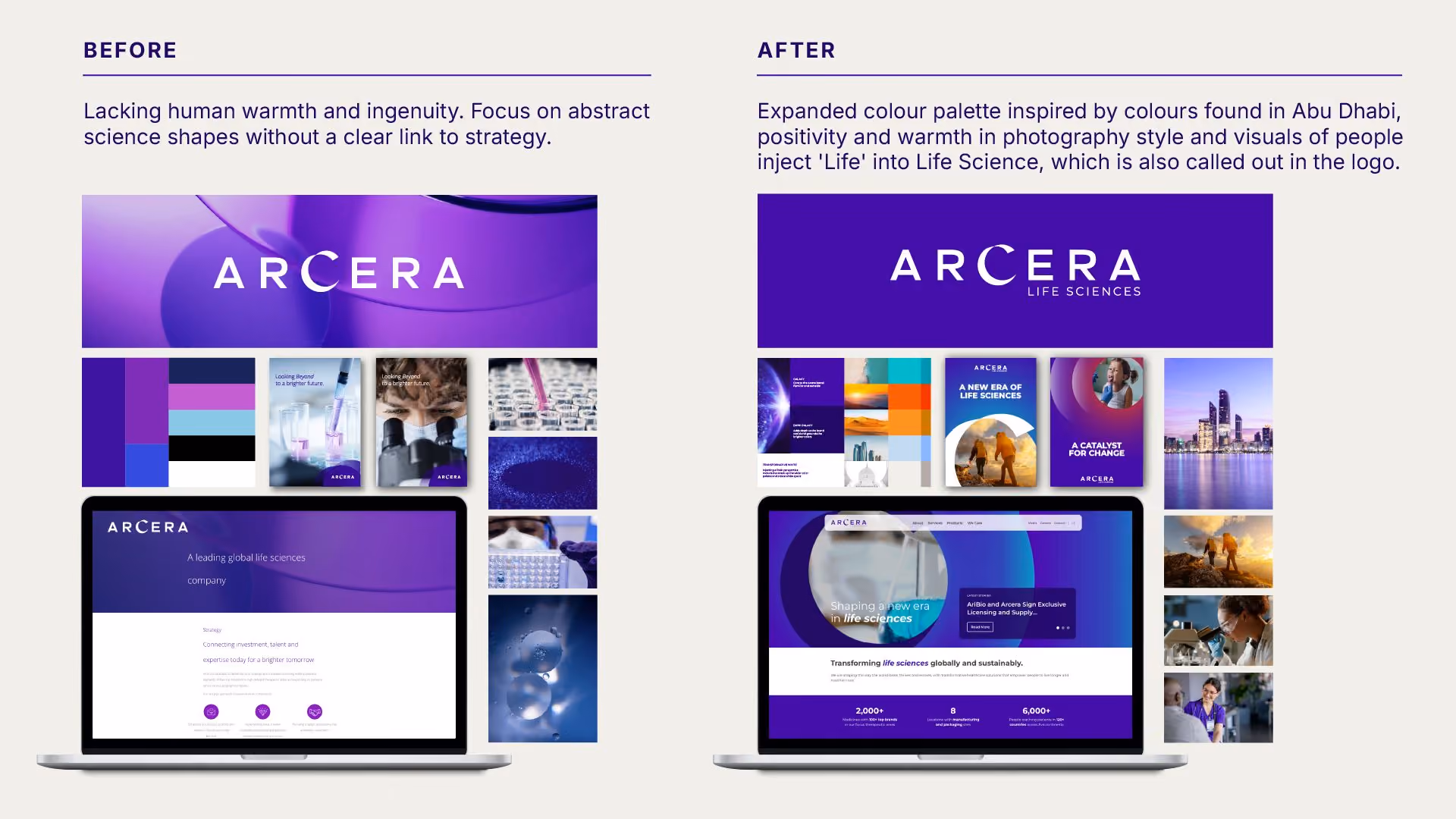 The Arcera brand is displayed, showcasing its layout and design elements.