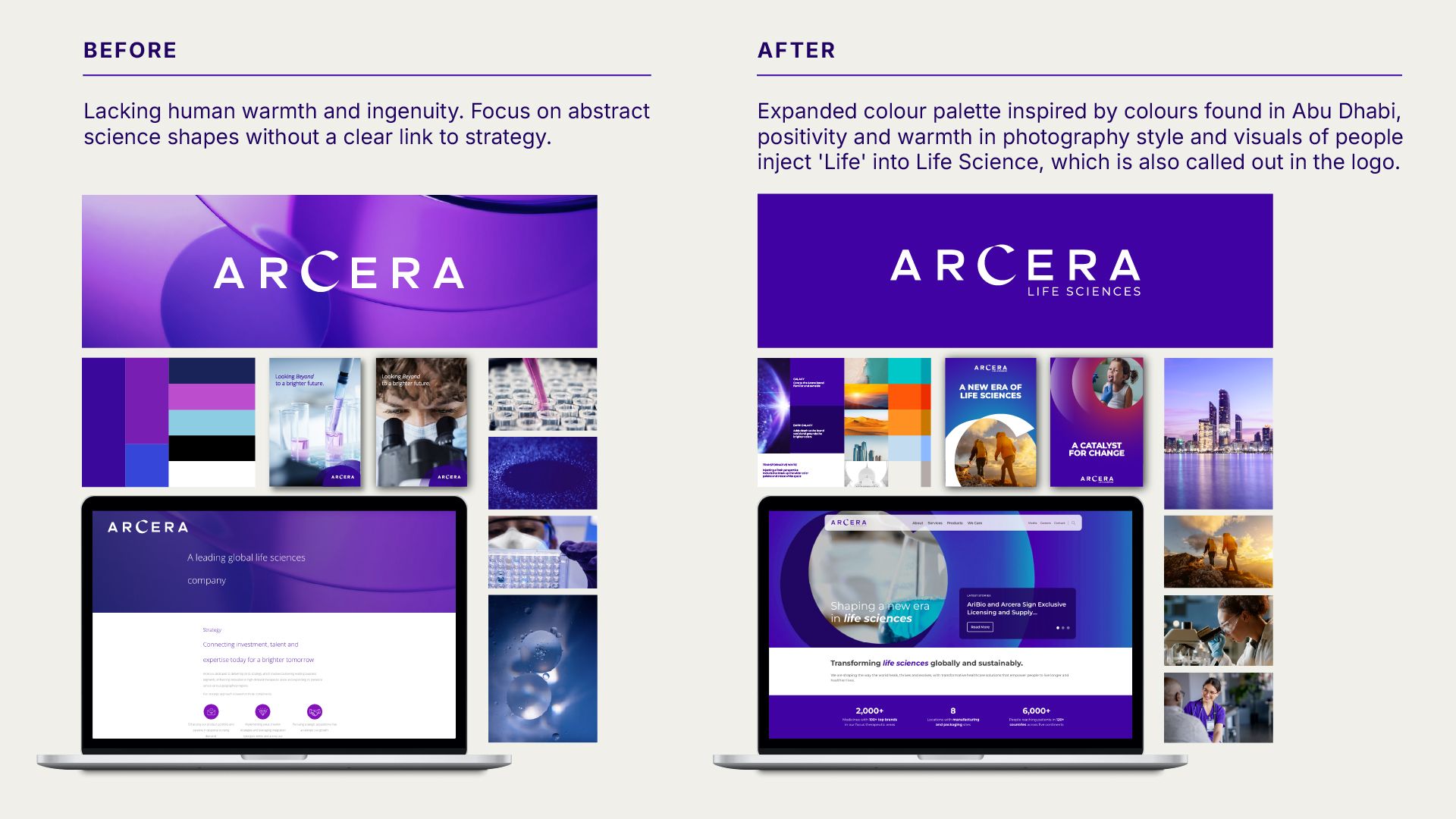 The Arcera brand is displayed, showcasing its layout and design elements.