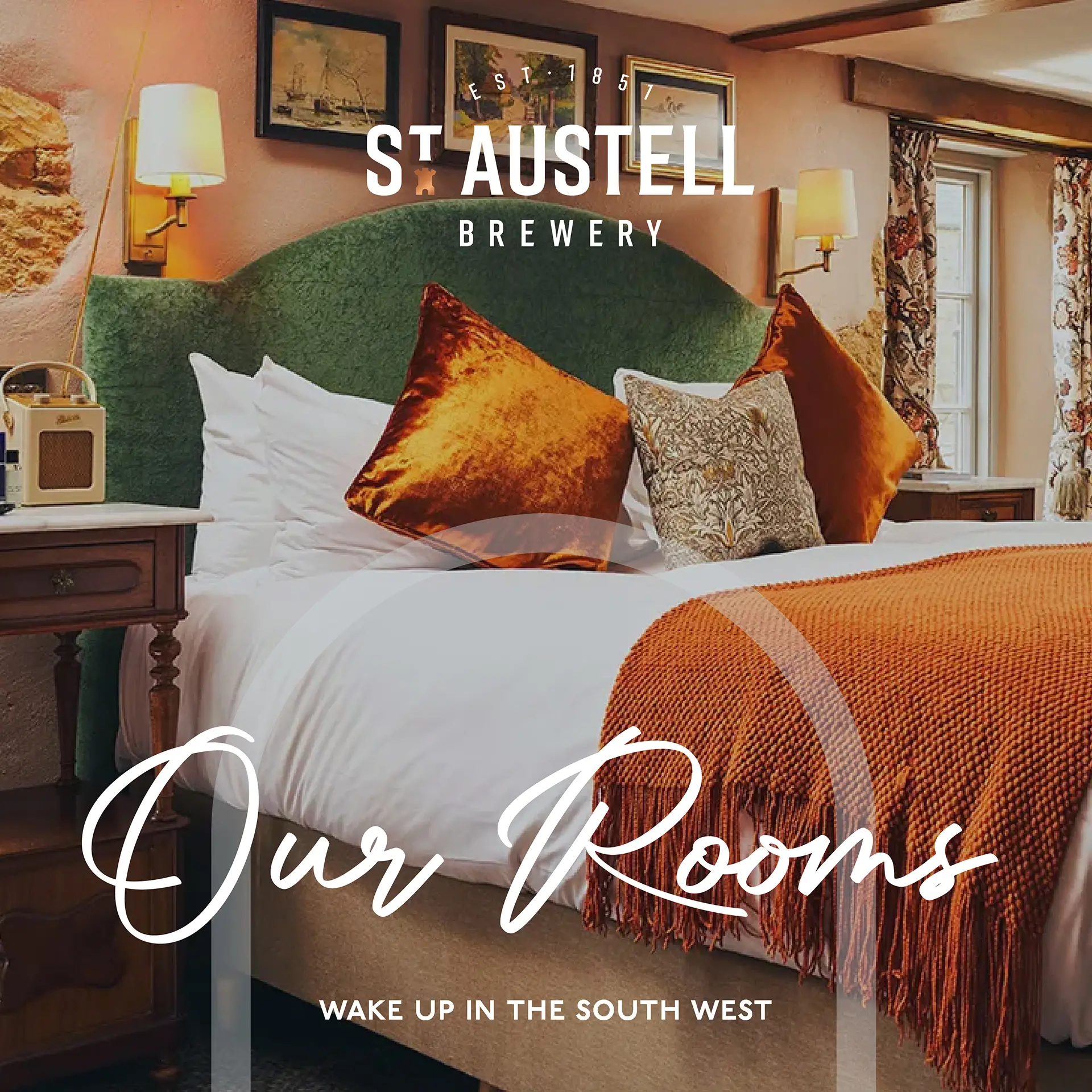 St Austell Brewery's inviting guest rooms showcasing modern decor and comfortable furnishings for a pleasant stay.