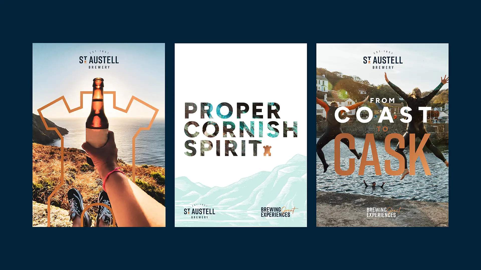 St Michael's gin bottle alongside Proper Cornish spirit and a wooden cask, showcasing local distilling craftsmanship.