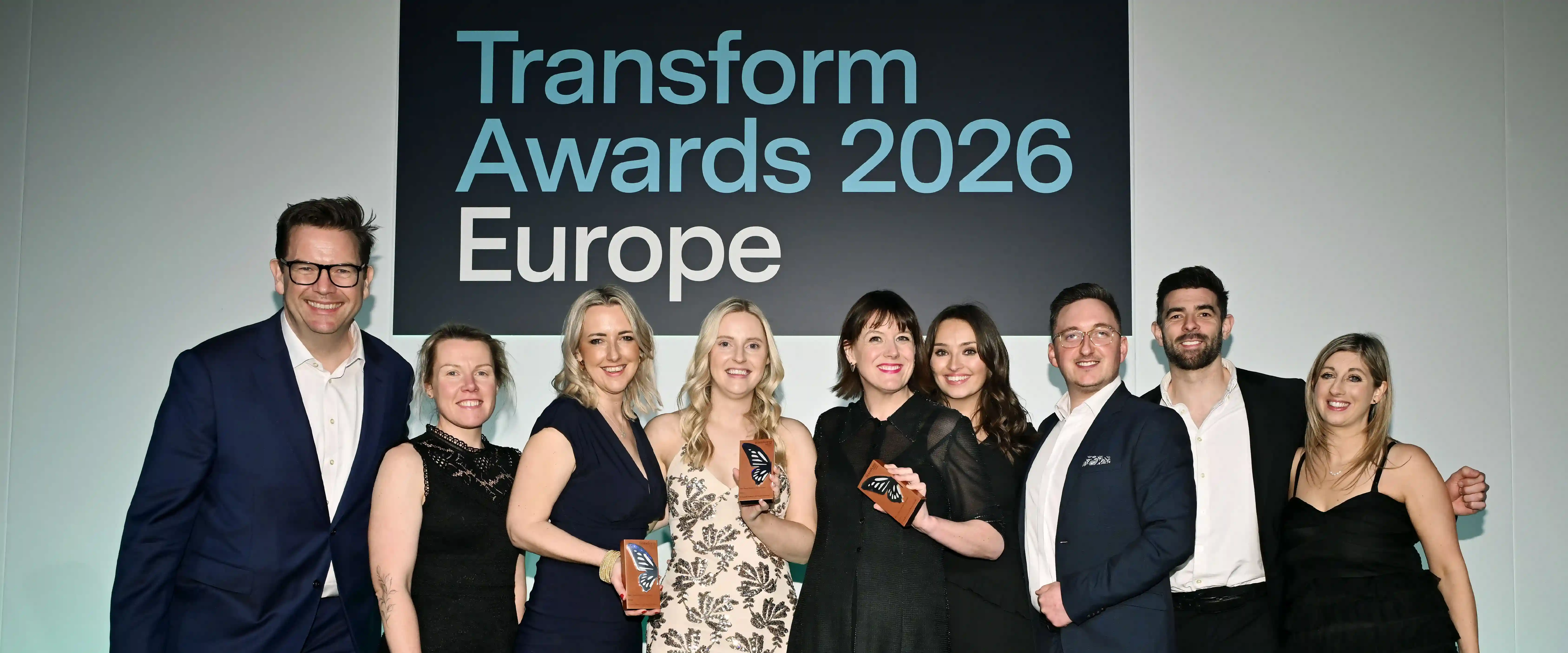 The Brand Potential & St Austell Brewery team on stage at the Transform Awards 2026 collecting their awards