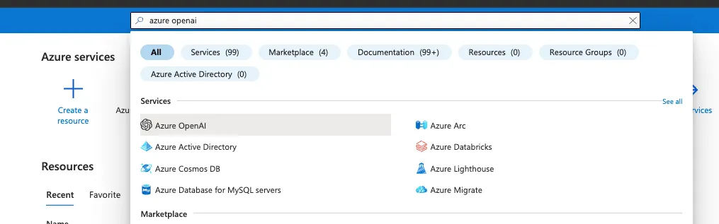 Azure OpenAI Service search