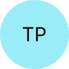 Light blue circle with black letters 'TP' in the center.