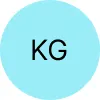 Light blue circle with black letters 'KG' in the center.