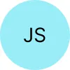 Blue circle with black letters 'JS' in the center.