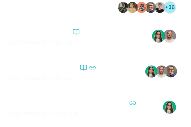 Chat list showing conversations titled Meta Ad Concepts, Flows A/B Test Titles, and Marketing Flows Campaign Strategy with user avatars and last message timestamps.