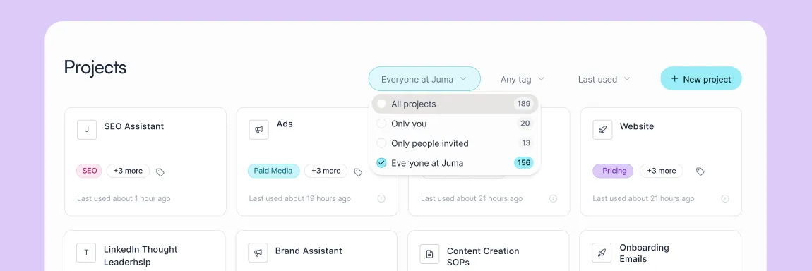 UI Illustration of Shared Projects