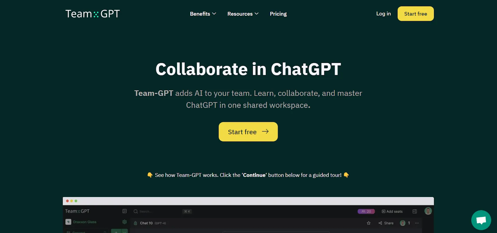 homepage of team-gpt