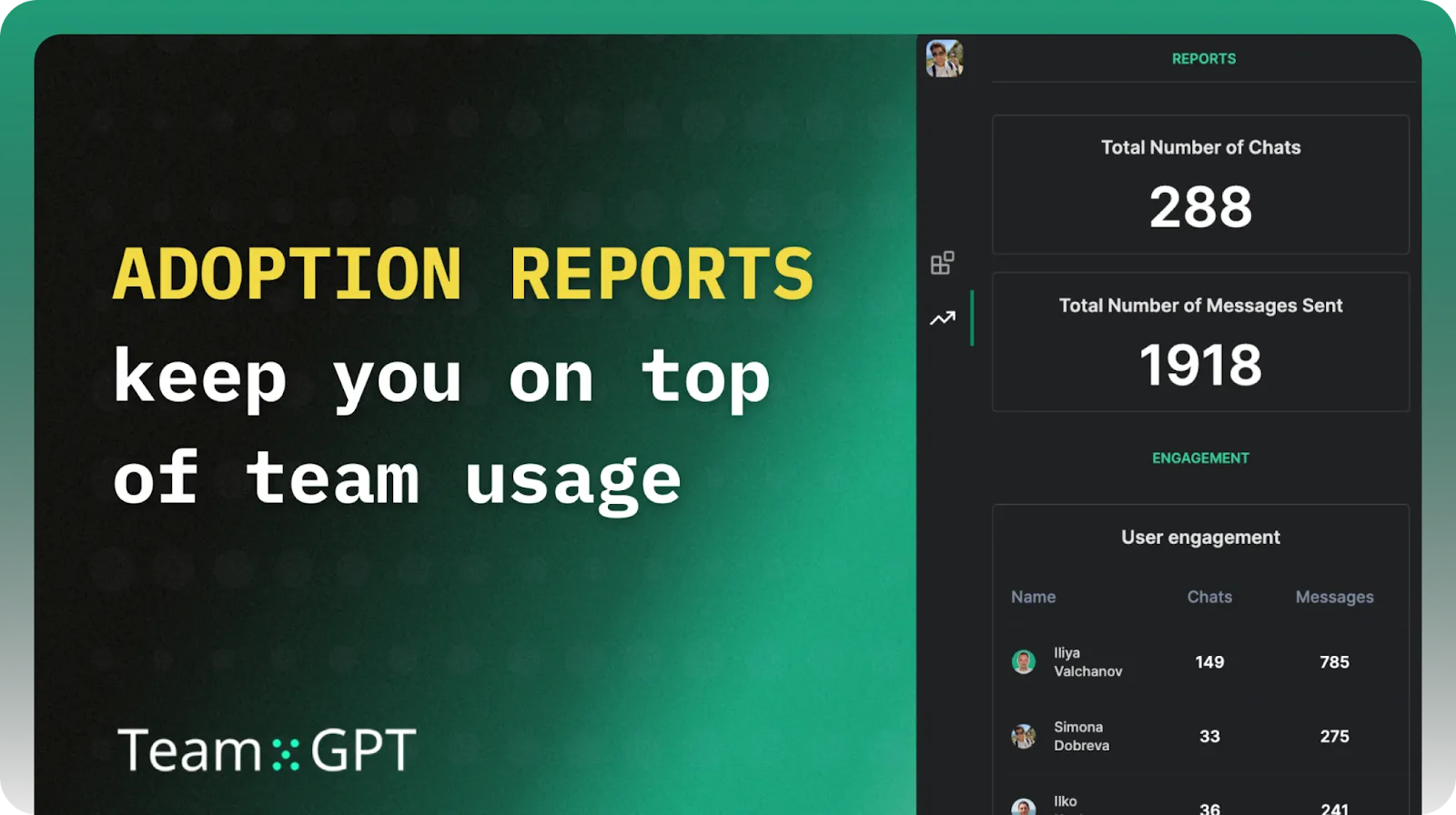 team-gpt's adoption report screenshot