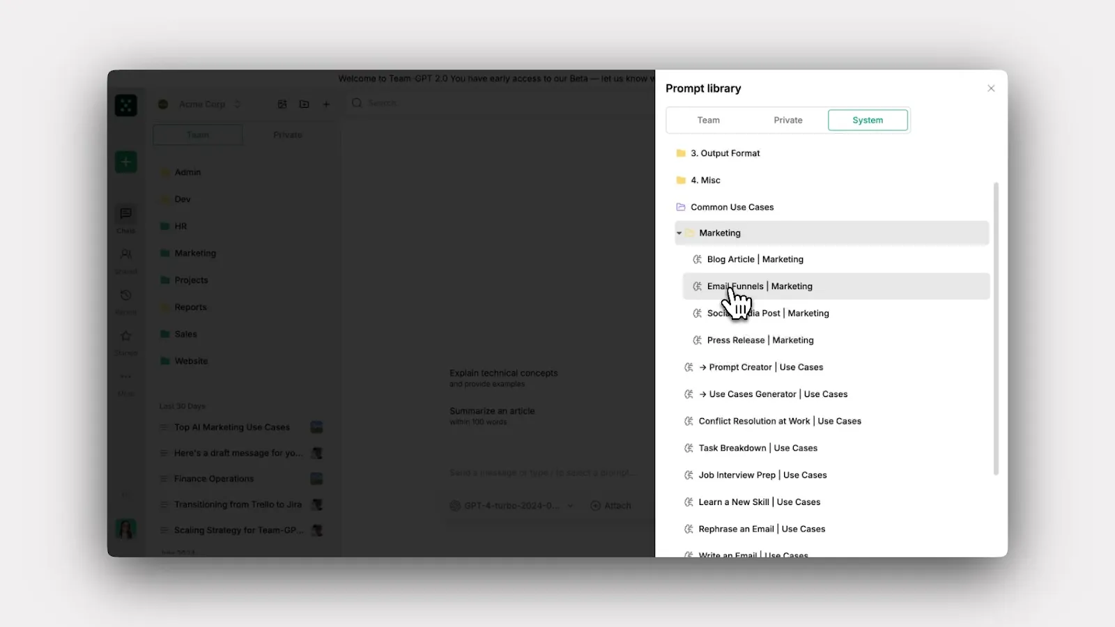 TeamGPT's Prompt Library