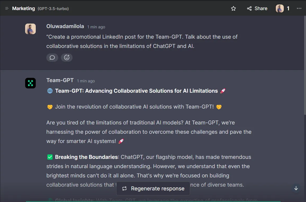 linkedin marketing command for chatgpt