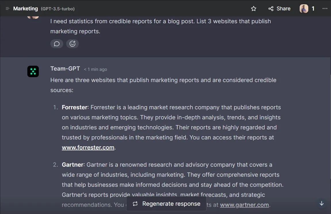 finding statistics for blog prompt for chatgpt