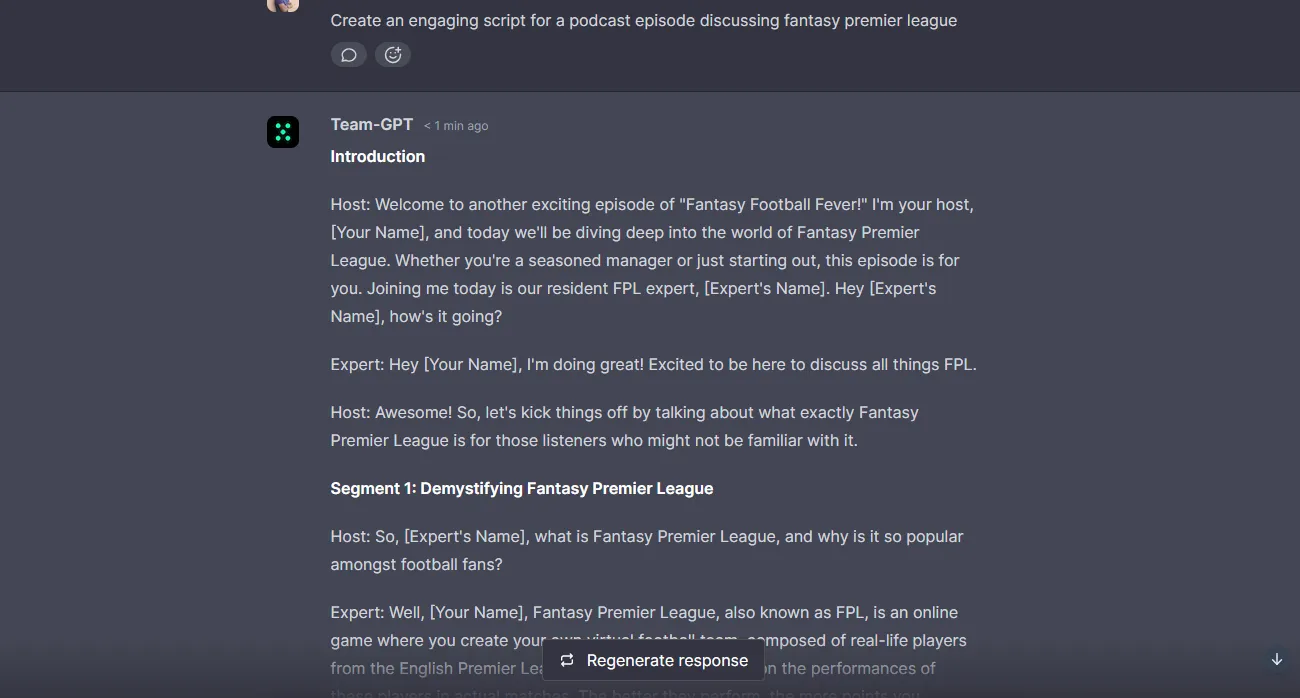 podcast script creation prompt