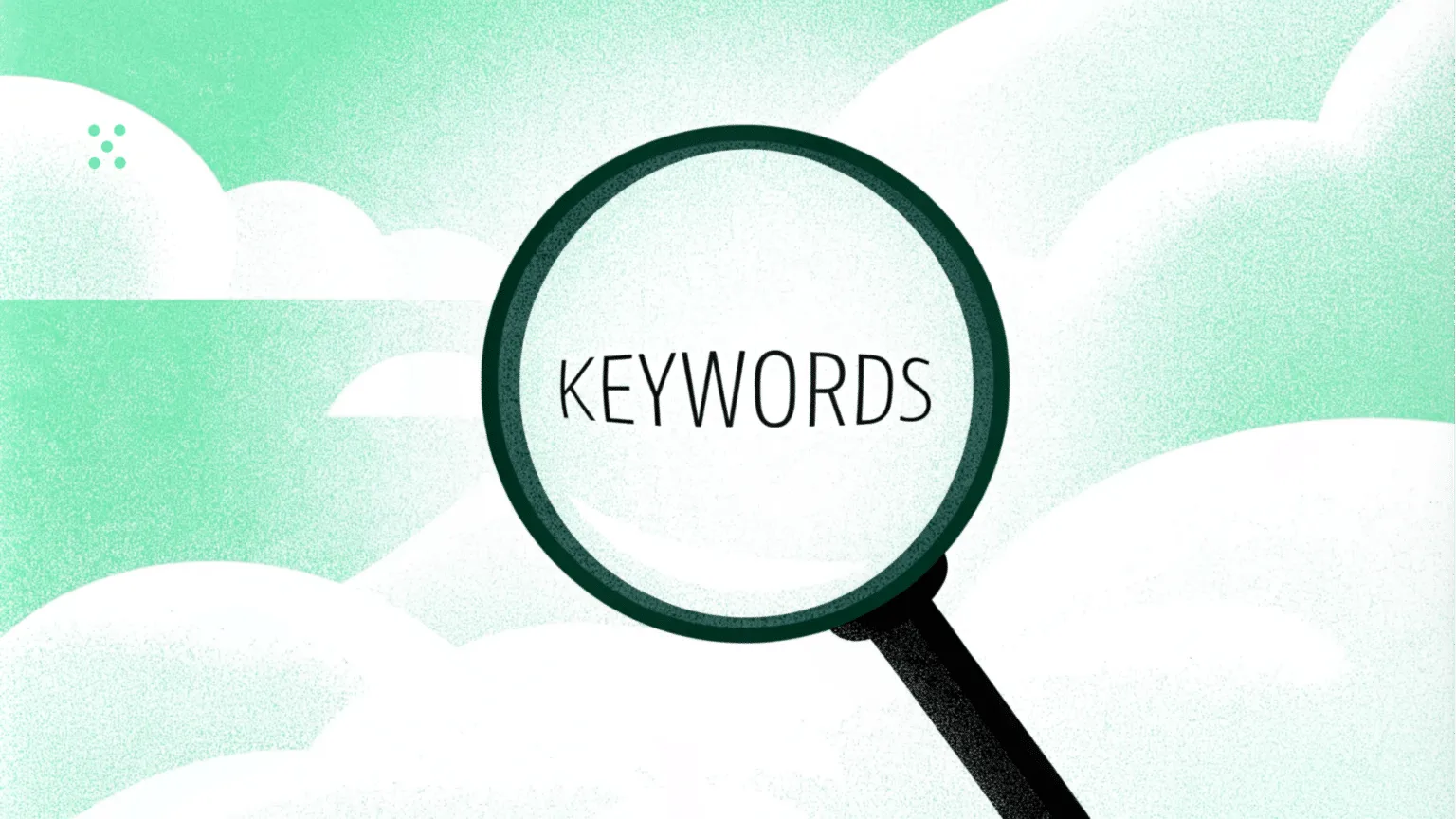 Illustration of a magnifying glass with the word "keyword" in it
