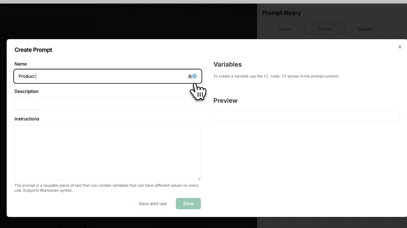 Custom prompt library