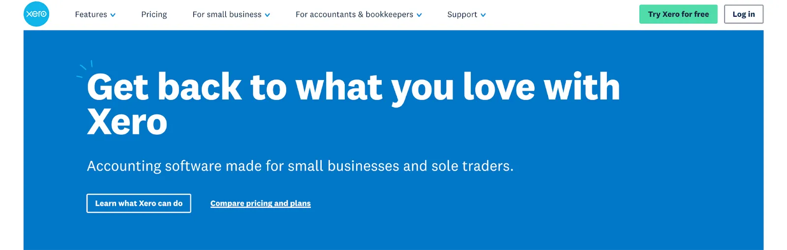 Xero home page