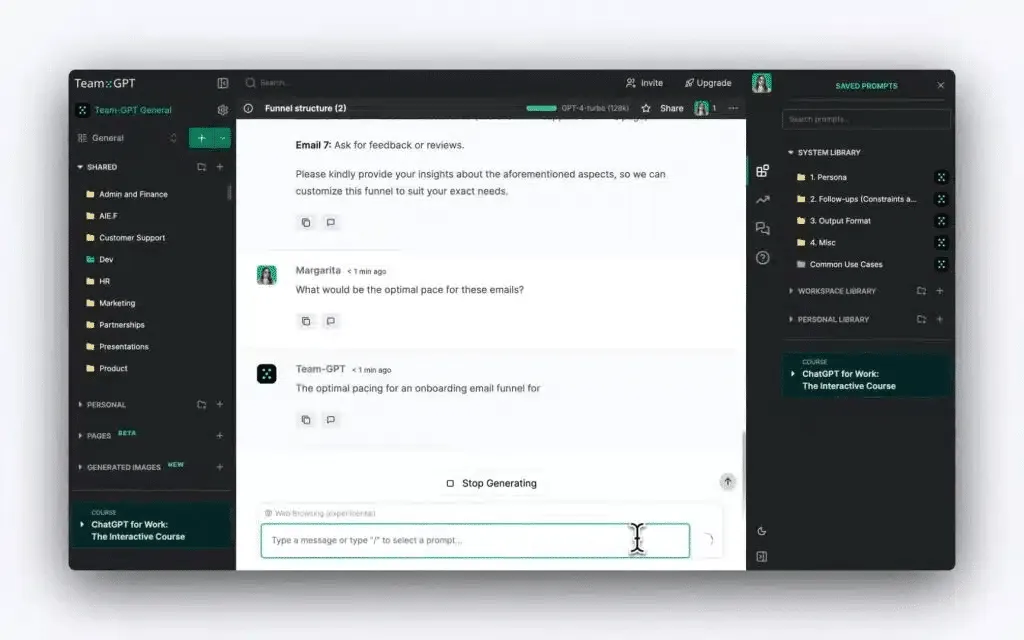 Team's collaborating on Team-GPT's interactive workspace