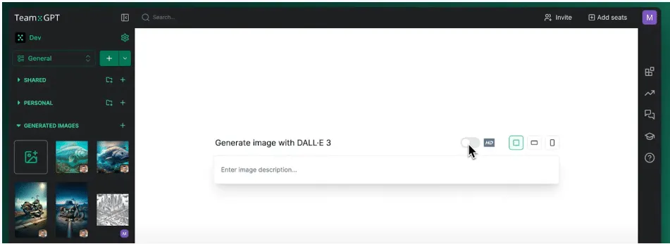 Dall-E 3 Image Generator on Team-GPT
