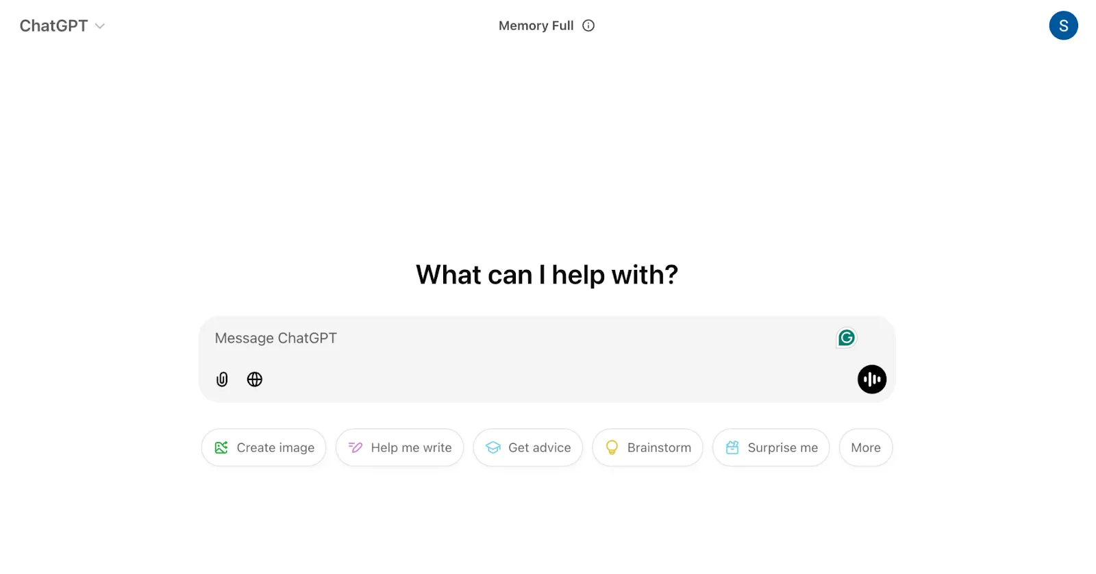 ChatGPT dashboard