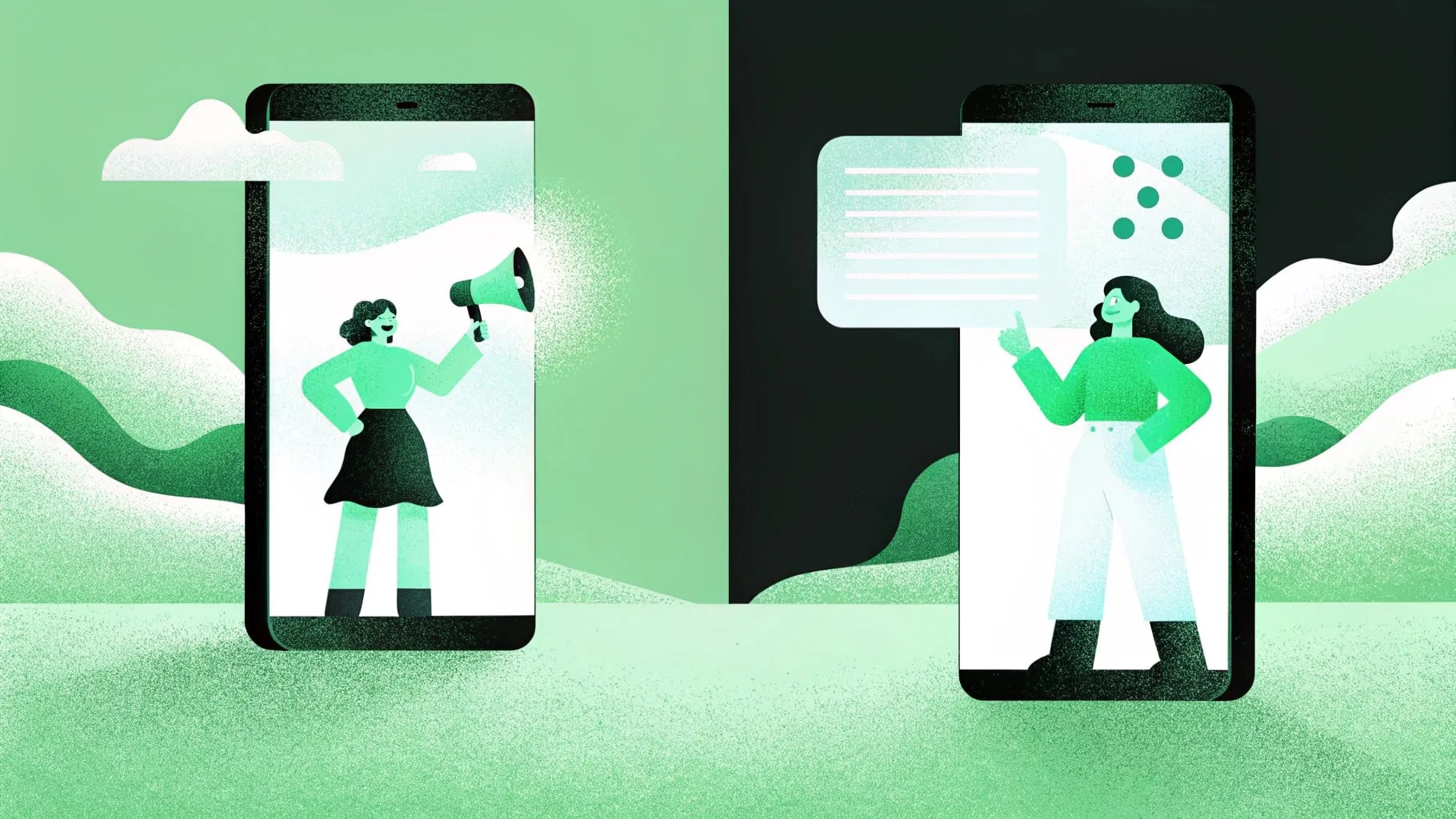 illustration of two people speaking to each other
