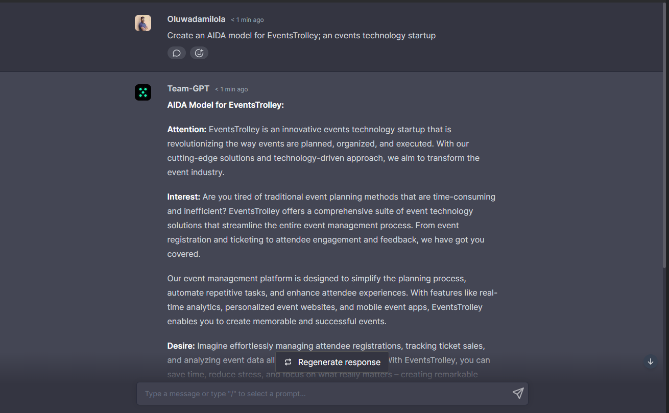 AIDA framework prompt with chatgpt