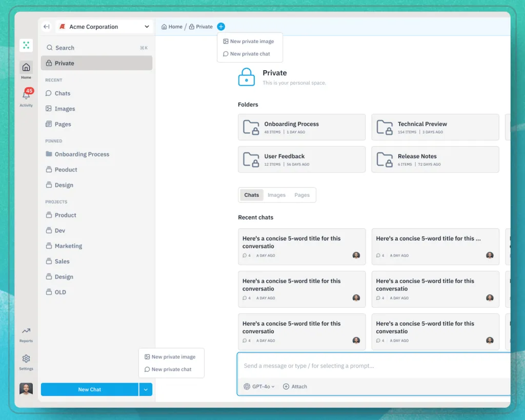 Juma (formerly Team-GPT) - New look for Private chats