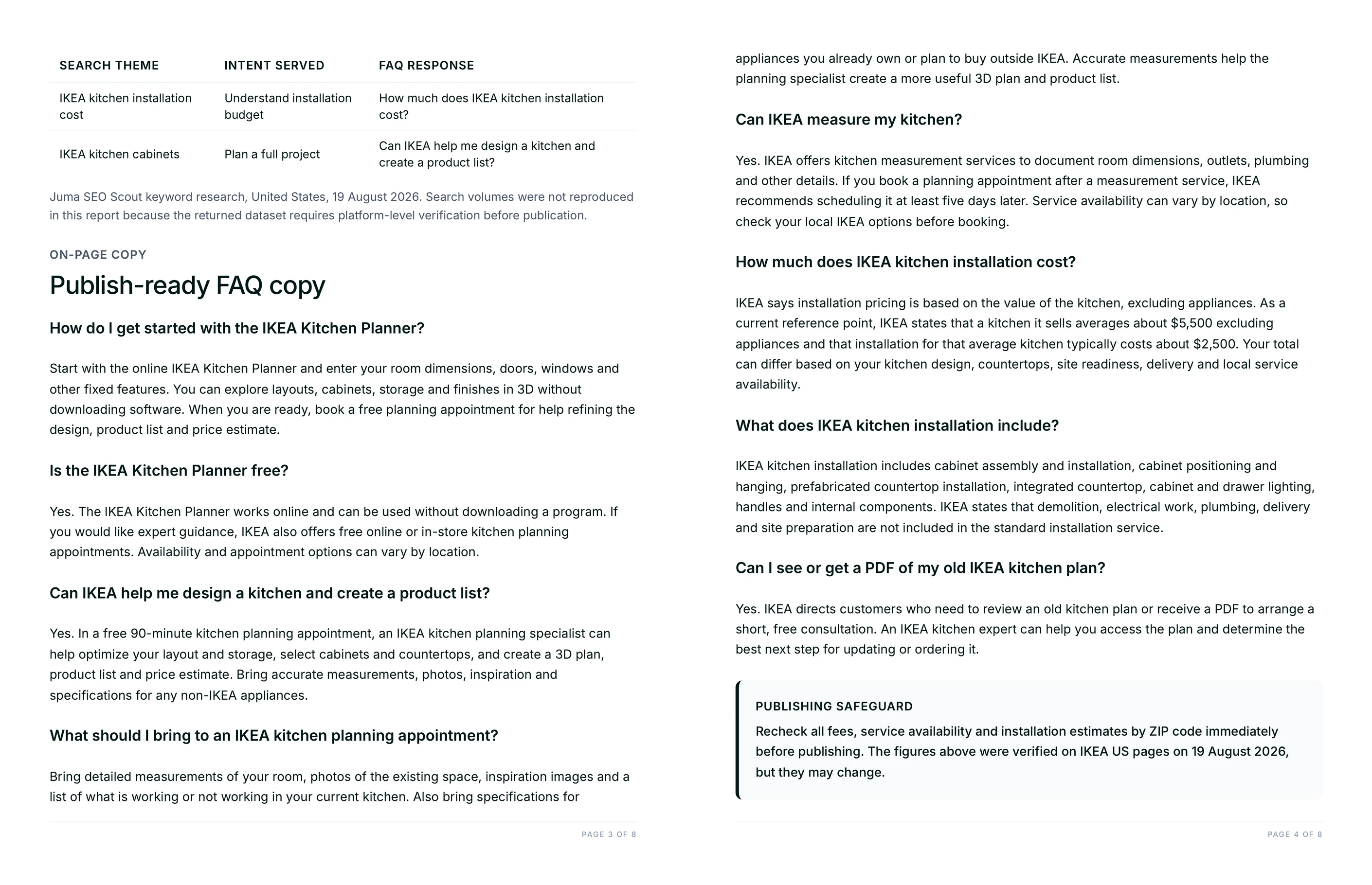 Publish-ready FAQ copy with snippet-ready answers and a publishing safeguard note