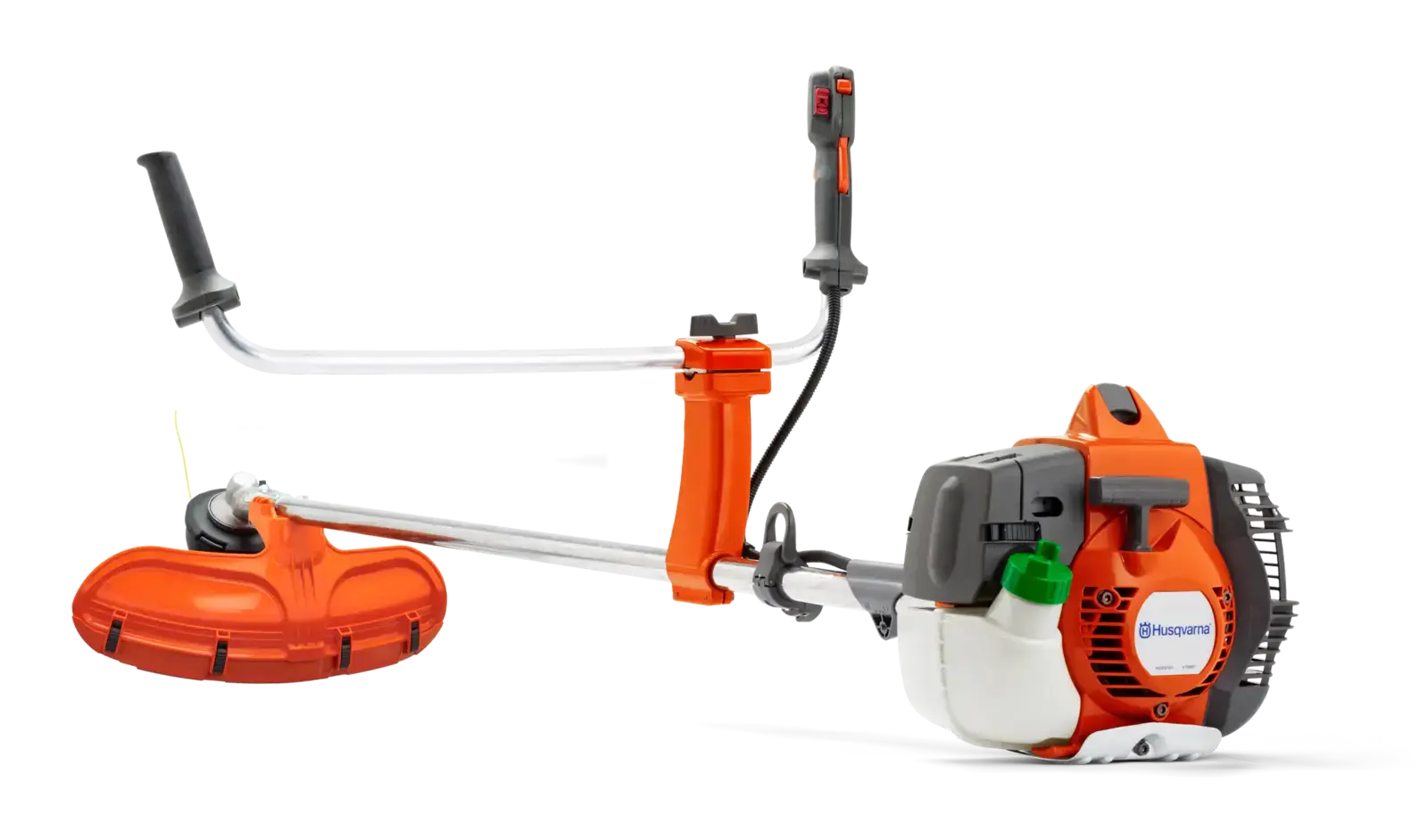 Husqvarna 535RX Freischneider in Orange und Grau, Seitenansicht. Robuster und effizienter Trimmer für den professionellen Einsatz.