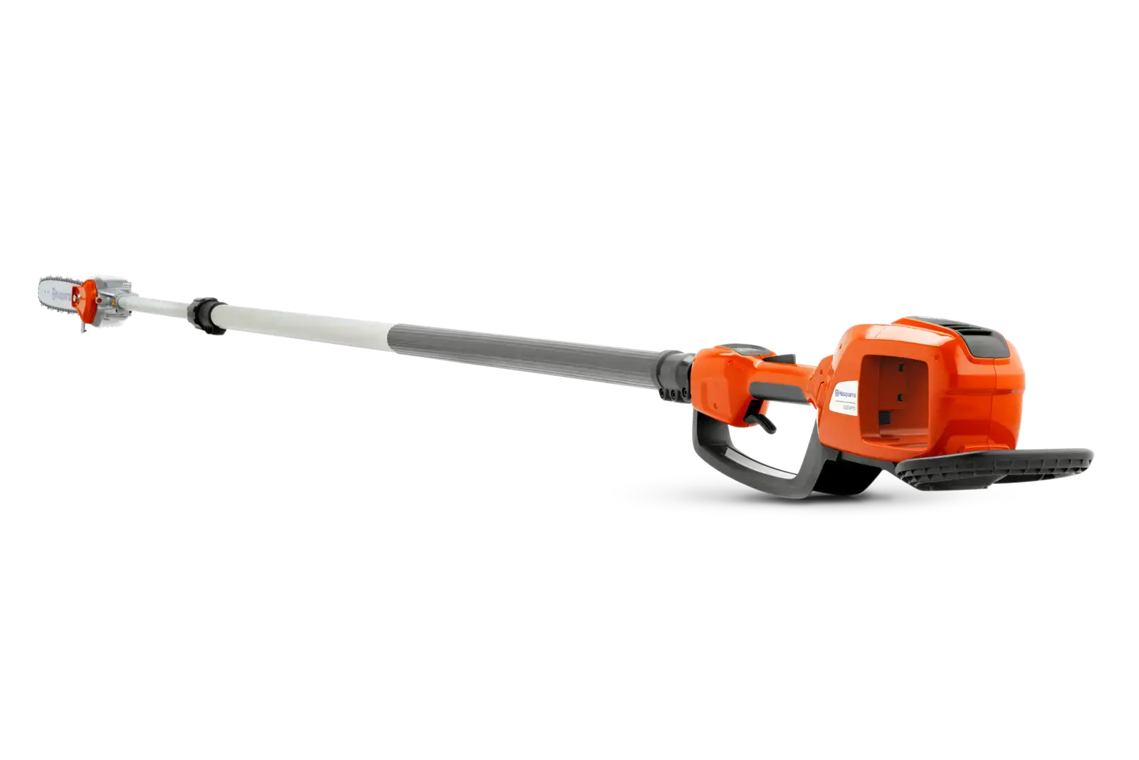 Husqvarna 530IPT5 Akku-Hochentaster in Orange und Grau, für professionelle Baumpflege und Gartenarbeiten.