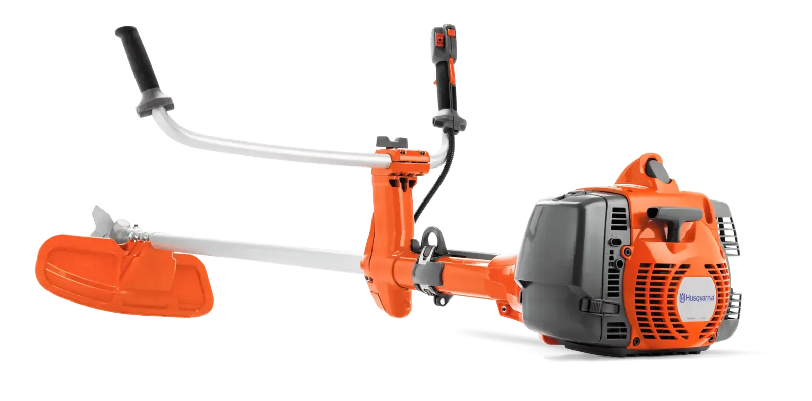 Husqvarna 555RXT Freischneider in Orange und Grau, seitliche Ansicht, für Gartenarbeit und Landschaftspflege.