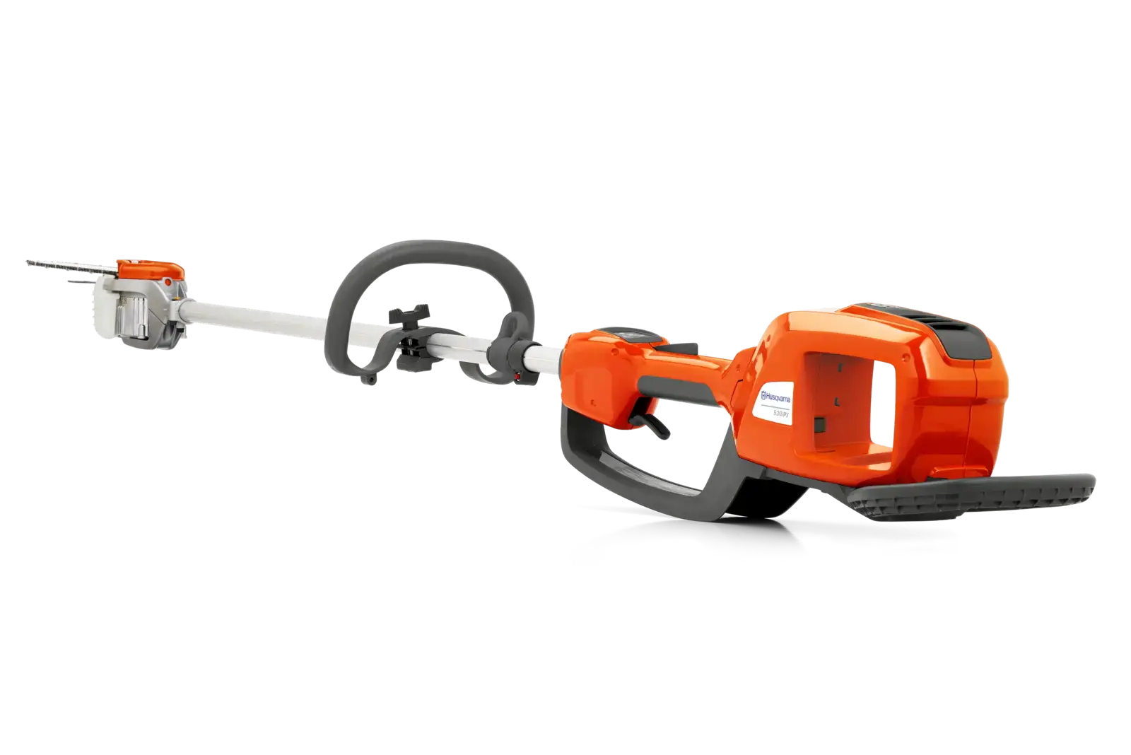 Husqvarna 530IPX Akku-Heckenschere, orange und grau, für präzises und komfortables Trimmen im Garten.