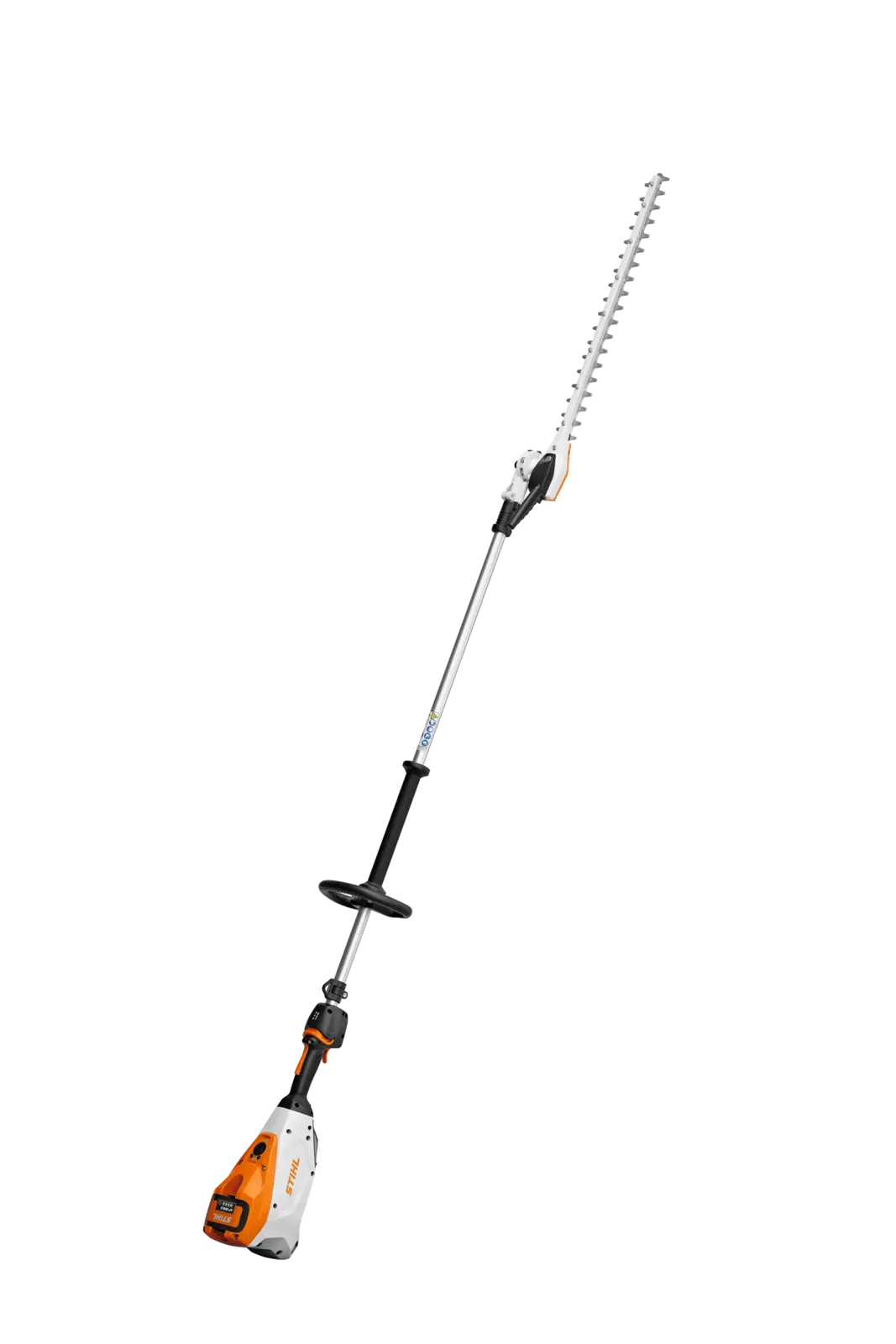 STIHL HLA 135 Akku-Teleskopheckenschneider mit langem Schaft und Schneidwerkzeug für Heckenarbeiten, professionelles Gartengerät.