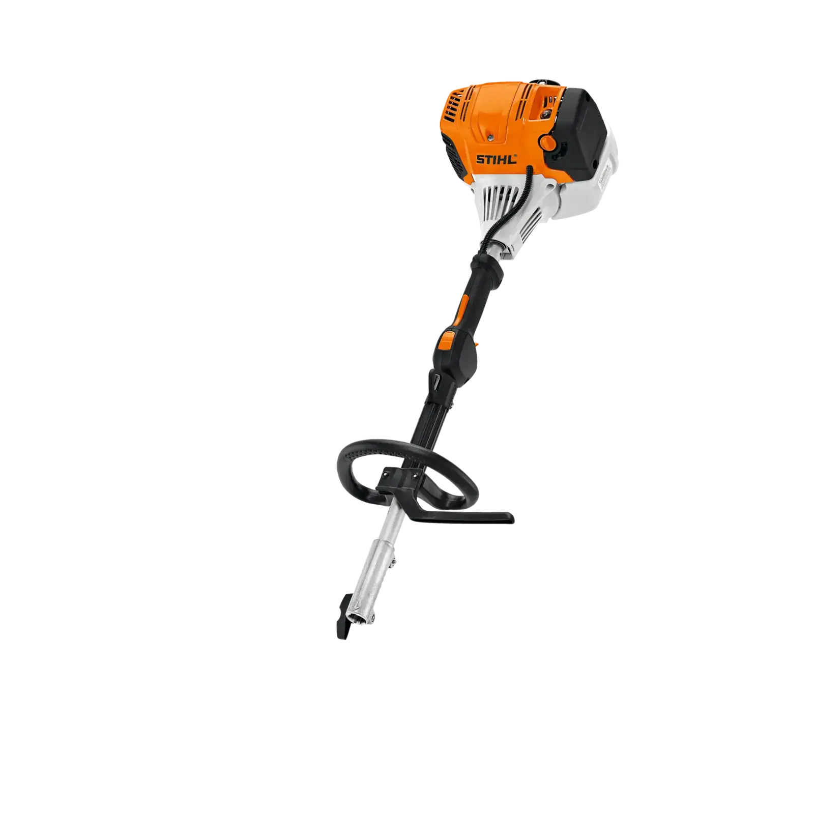 Stihl KM131R Benzingerät (Kombimotor) mit orange-weißem Gehäuse und ergonomischem Rundgriff. Ideal für flexible Gartenpflege.