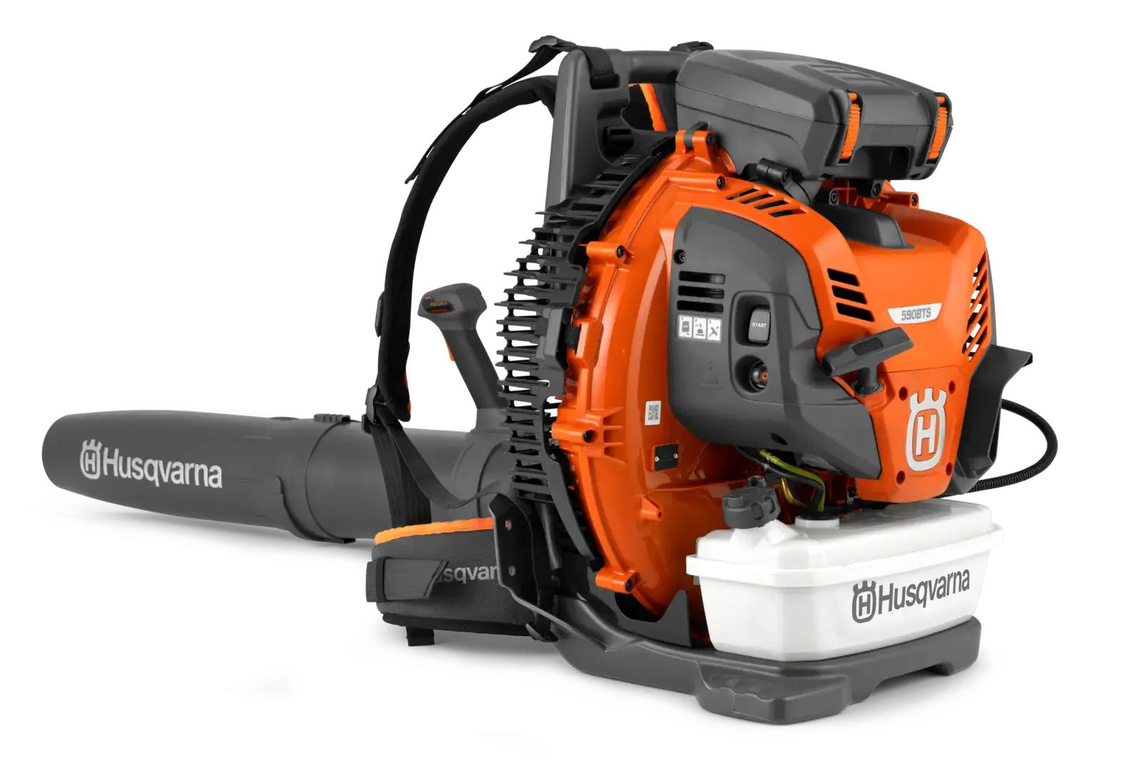 Bild eines Husqvarna 590BTS Laubbläser, ein leistungsstarkes Benzingerät für die Gartenpflege.