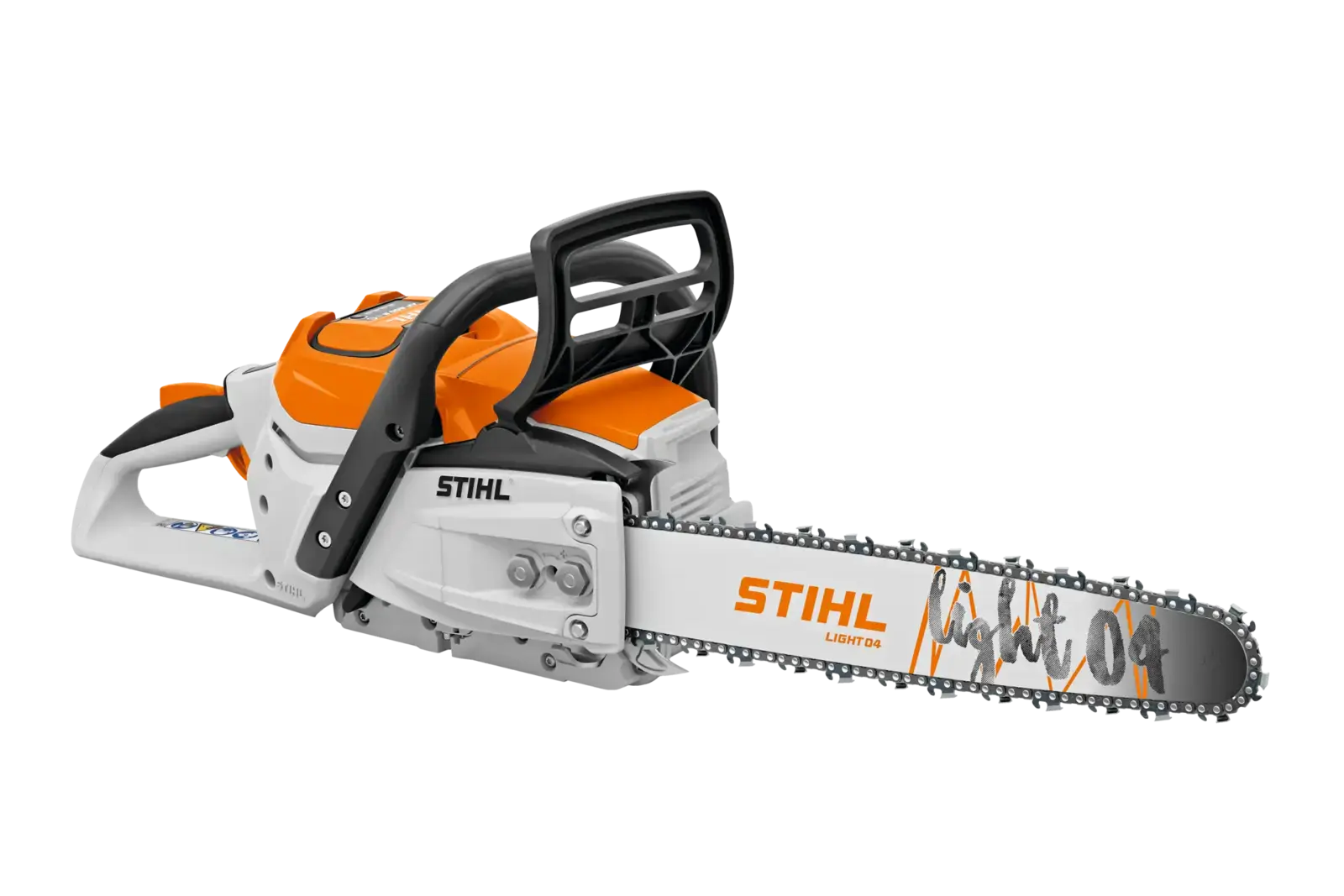 STIHL MSA 300 C-O Akku-Motorsäge, orange-weißes Design, für Profi-Anwender, emissionsarm und leise, mit Light 04 Schneidgarnitur.