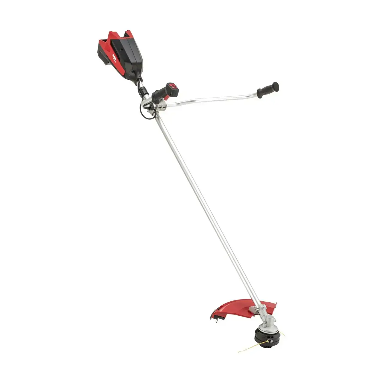 Rote und schwarze Solo by Alko BC3640B Akkugeräte Motorsense auf weißem Hintergrund. Ergonomisches Design, kabellos für flexible Gartenarbeit.